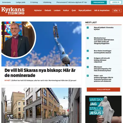 Kyrkans Tidning, www.kyrkanstidning.se startsida 2024