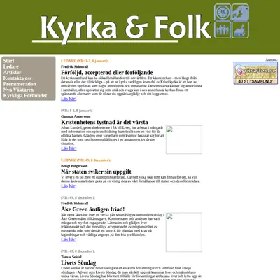 Kyrka och Folk startsida 2006