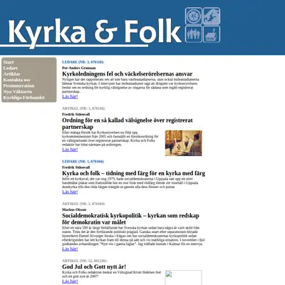 Kyrka och Folk startsida 2007