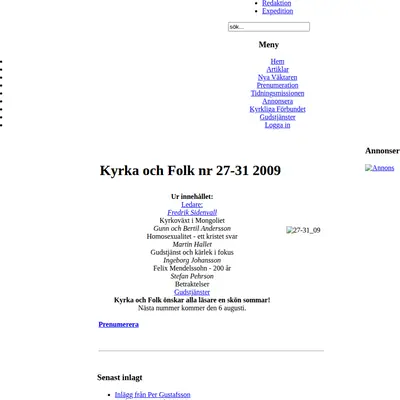 Kyrka och Folk startsida 2009