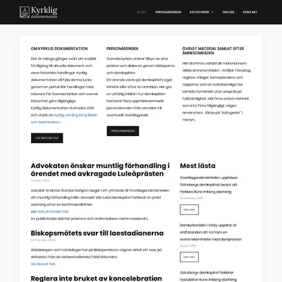 kyrkligdokumentation.nu startsida 2020