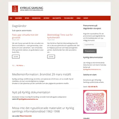 kyrkligsamling.se startsida 2020
