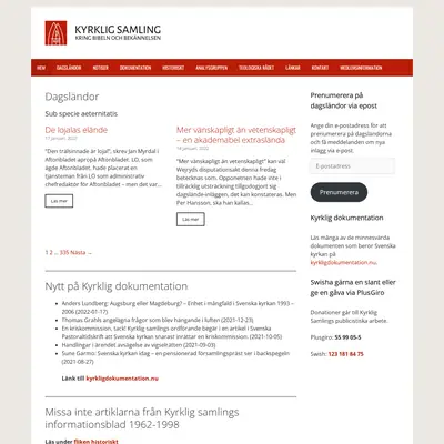 kyrkligsamling.se startsida 2022
