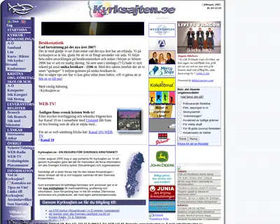kyrksajten.se startsida 2007
