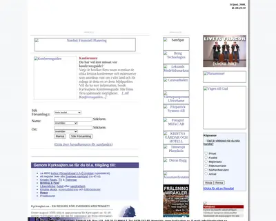 kyrksajten.se startsida 2008