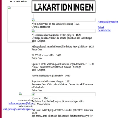 www.lakartidningen.se startsida 2001