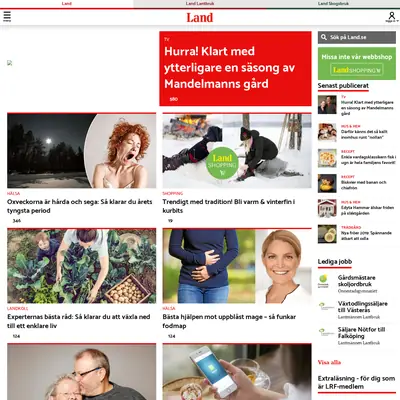 land.se startsida 2019