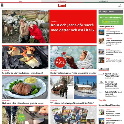 land.se startsida 2021