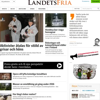 Landets Fria Tidning startsida 2016