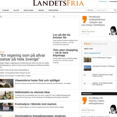 Landets Fria Tidning startsida 2017