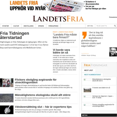 Landets Fria Tidning startsida 2018
