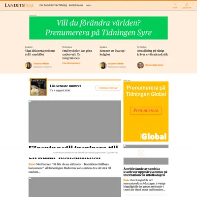 Landets Fria Tidning startsida 2020