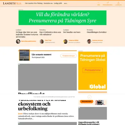 Landets Fria Tidning startsida 2021