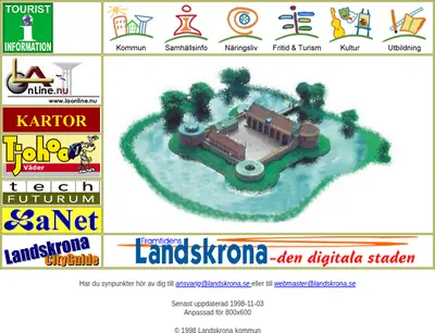 citylandskrona.se startsida 1998