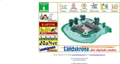 citylandskrona.se startsida 1999