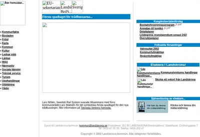citylandskrona.se startsida 2003