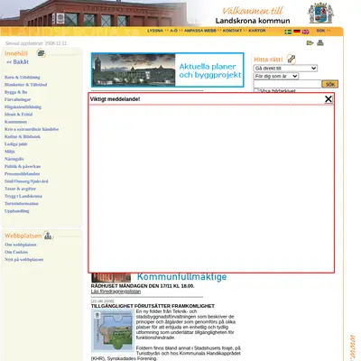 citylandskrona.se startsida 2009