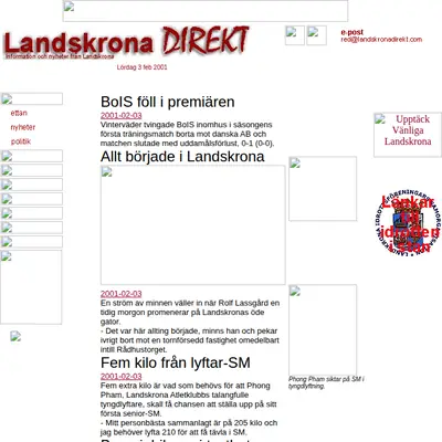 landskronadirekt.com startsida 2001