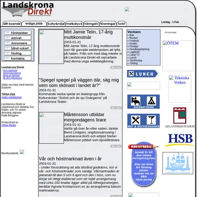 landskronadirekt.com startsida 2003