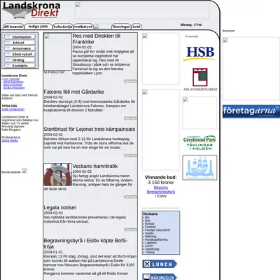 landskronadirekt.com startsida 2004