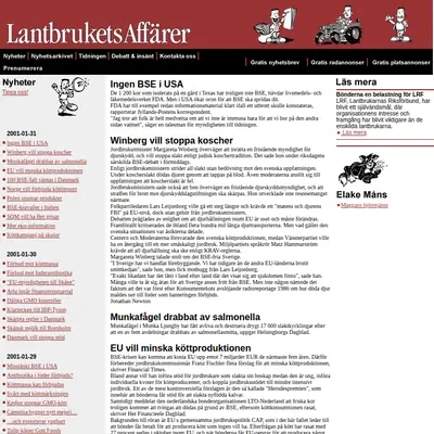Lantbrukets Affärer startsida 2001