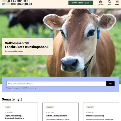 Lantbruketskunskapsbank.se startsida 2025