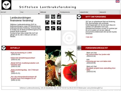 Nytt från Stiftelsen Lantbruksforskning startsida 2003
