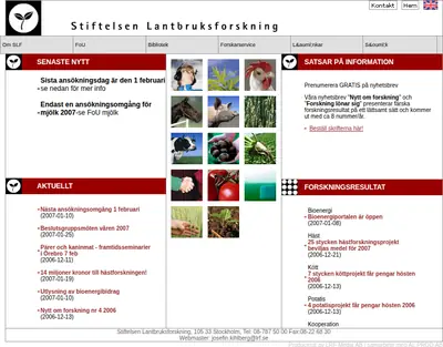Nytt från Stiftelsen Lantbruksforskning startsida 2007