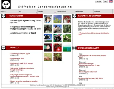Nytt från Stiftelsen Lantbruksforskning startsida 2008