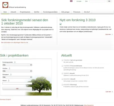 Nytt från Stiftelsen Lantbruksforskning startsida 2010