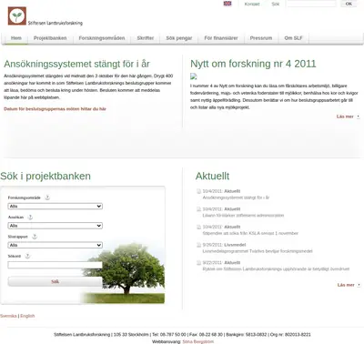 Nytt från Stiftelsen Lantbruksforskning startsida 2011
