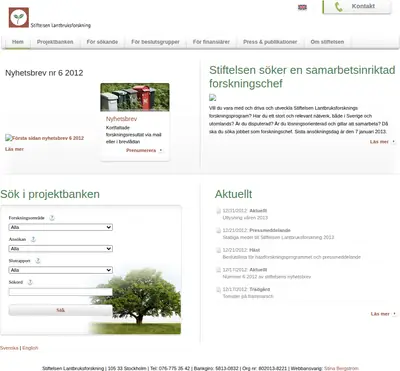 Nytt från Stiftelsen Lantbruksforskning startsida 2013