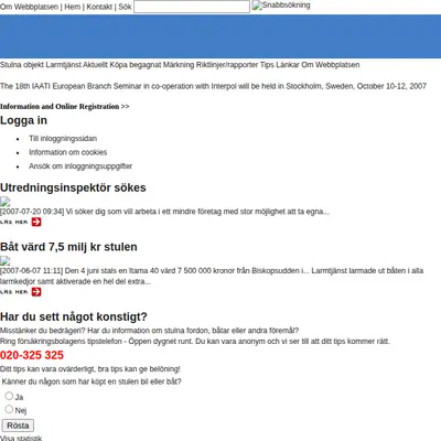 Larmtjänst AB, www.larmtjanst.se startsida 2007