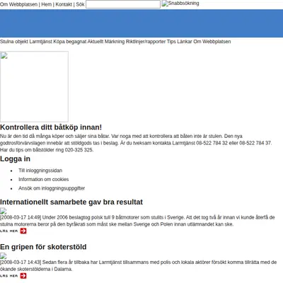 Larmtjänst AB, www.larmtjanst.se startsida 2008