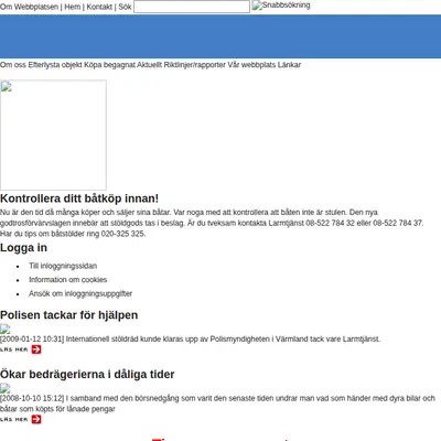 Larmtjänst AB, www.larmtjanst.se startsida 2009