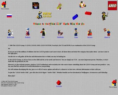 LEGO startsida 1997