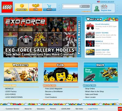 LEGO startsida 2007