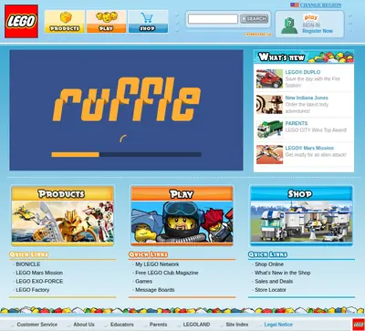 LEGO startsida 2008