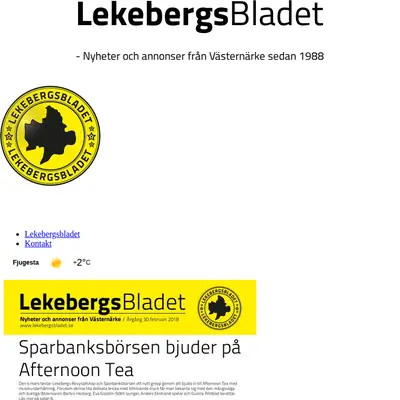 Lekebergsbladet startsida 2018