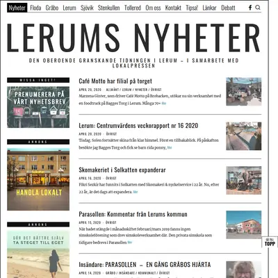lerumsnyheter.se startsida 2020