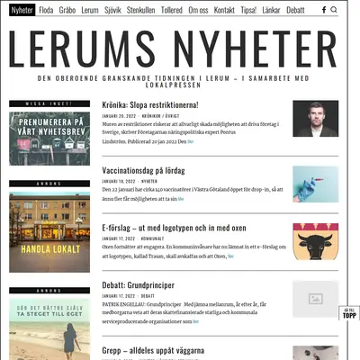 lerumsnyheter.se startsida 2022