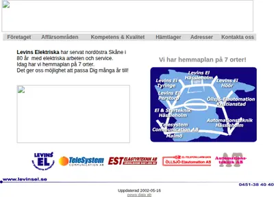 levinsel.se startsida 2002