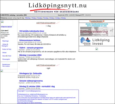 Lidköpingsnytt, lidkopingsnytt.nu startsida 2004