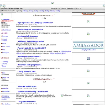 Lidköpingsnytt, lidkopingsnytt.nu startsida 2005