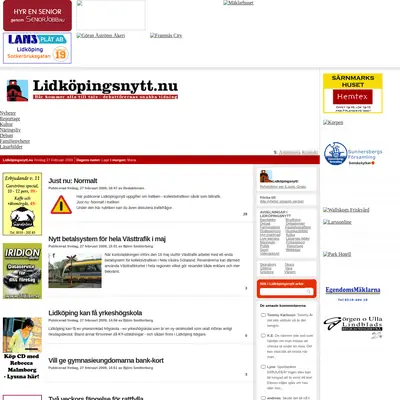 Lidköpingsnytt, lidkopingsnytt.nu startsida 2009
