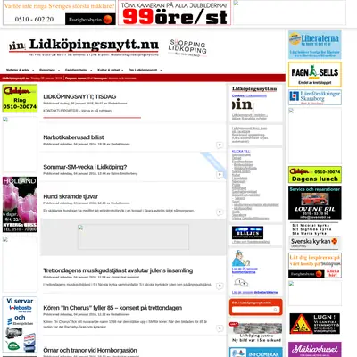 Lidköpingsnytt, lidkopingsnytt.nu startsida 2016