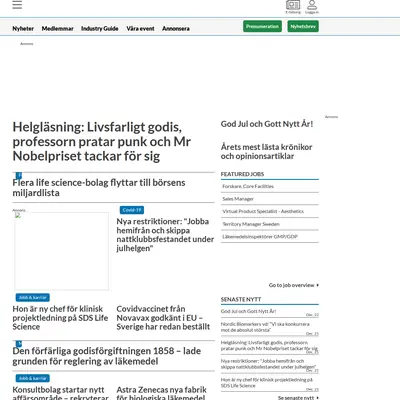 Life Science Sweden startsida 2022