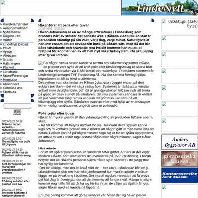 LINDENYTT startsida 2003