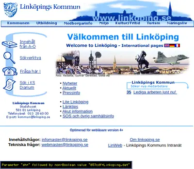 www.linkoping.se/nyheter startsida 2001