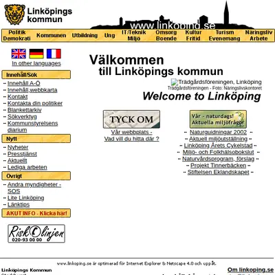 www.linkoping.se/nyheter startsida 2002